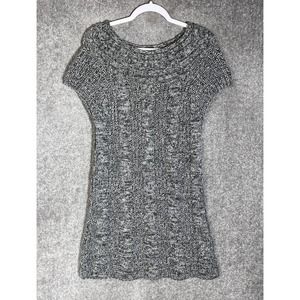 Yvos Cap Sleeve Cable Knit Sweater‎ Dress Womens Size Large Gray Acrylic